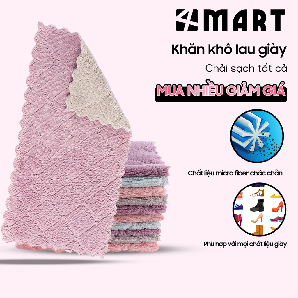 Khăn lau giày dép đa năng 2 mặt Ximo 25x25cm siêu thấm, lau chùi bếp, bàn ghế, tủ đồ.