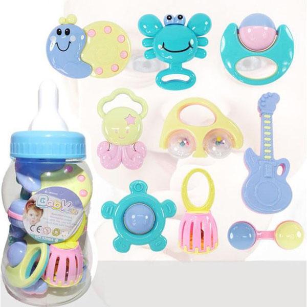 Bộ xúc xắc bình sữa 9 món Baby Toys cho bé thỏa sức vui chơi, đồ chư cho bé, bộ xúc xắc cho bé, bộ bình sữa xúc xắc cho bé