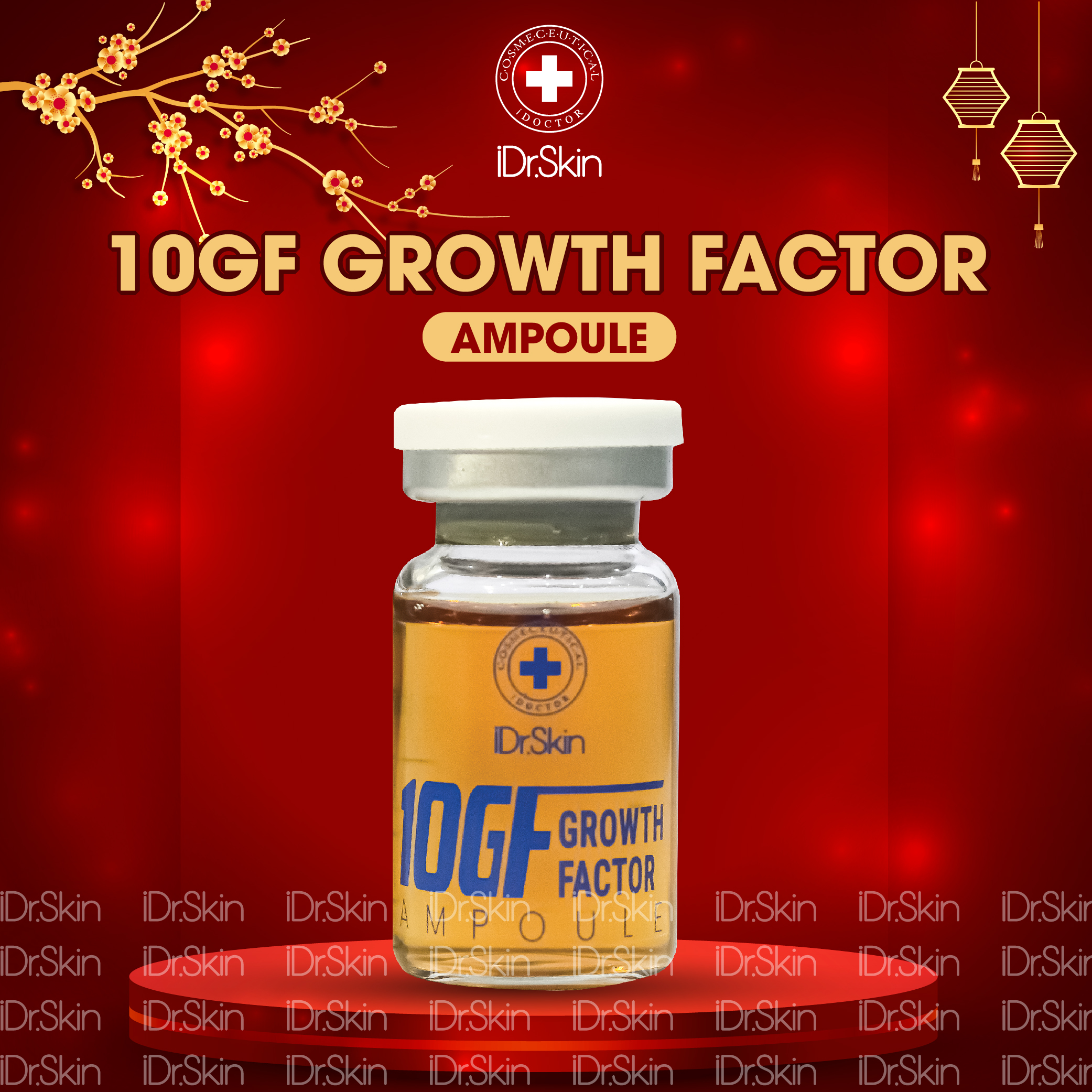 Tế bào gốc tăng sinh IDr Skin 10GF Growth factor ampoule - giúp loại bỏ sẹo rỗ, nâng cơ, trẻ hóa, phục hồi da