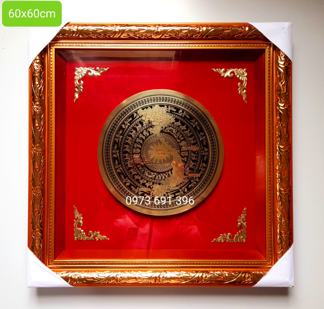 Tranh Trống đồng bằng Đồng nguyên chất kích thước 70x70 cm và 60x60cm