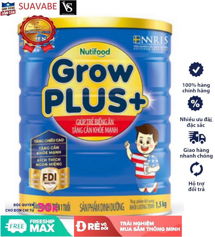 Sữa bột Nuti Grow Plus + 1.5kg (Xanh)