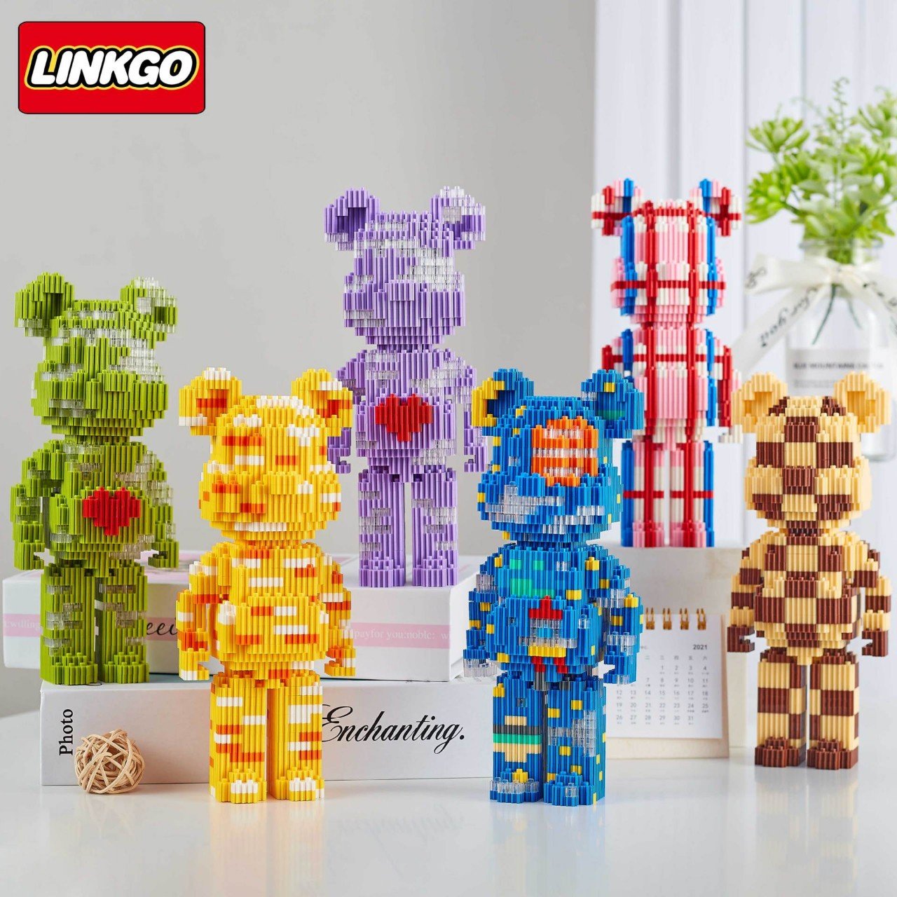 Đồ chơi lắp ráp mô hình le go Linkgo Gấu Bearbrick 19cm mô hình bear brick 3D dễ thương mẫu mới
