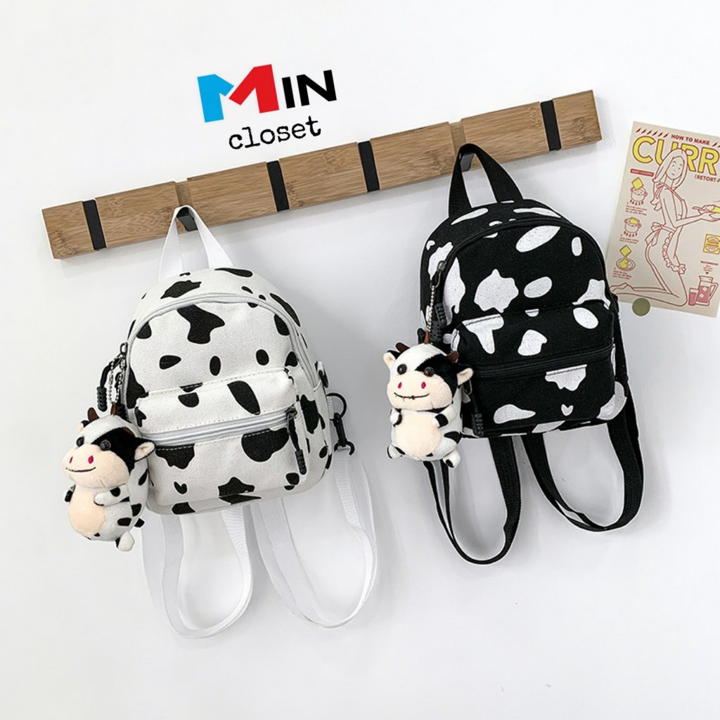 Balo mini balo nữ vải canvas bò sữa dễ thương b01 - mincloset