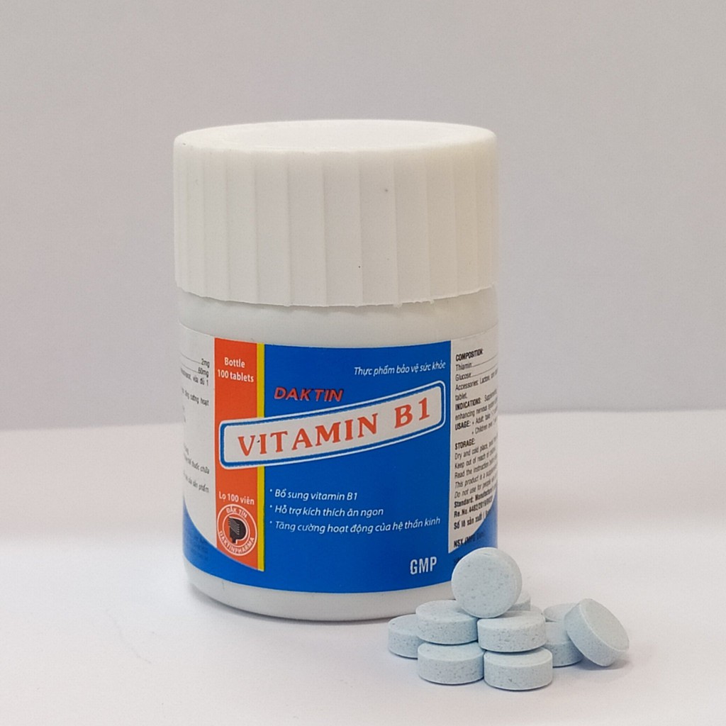 COMBO 10 LỌ VITAMIN B1 DAKTIN LỌ 100 VIÊN MÀU XANH GIÚP ĂN NGON MIỆNG, HỖ TRỢ  TRONG VIÊM ĐA DÂY THẦN KINH.