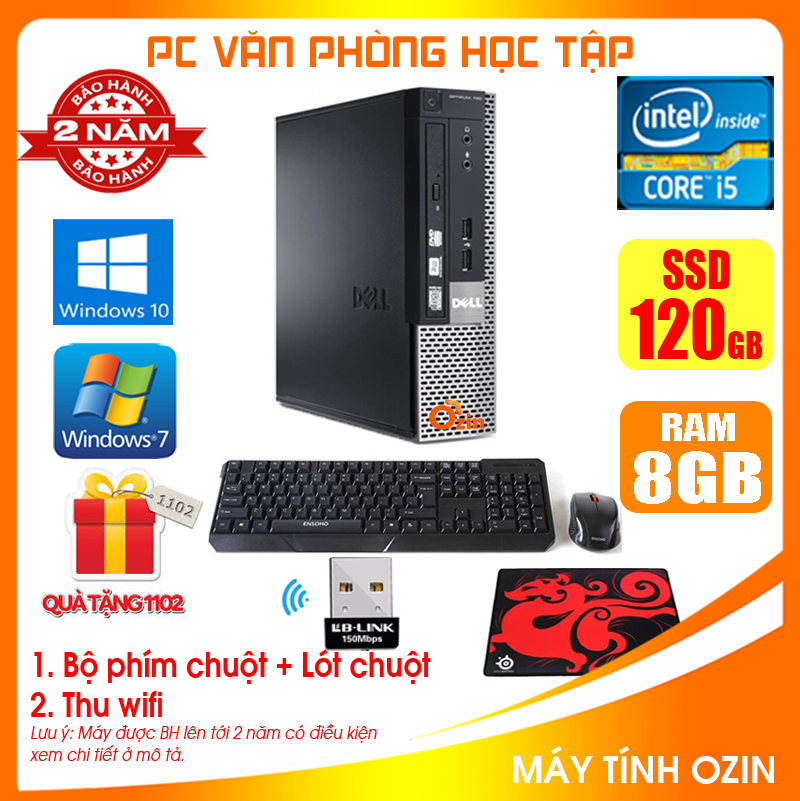 [Trả góp 0%]Case máy tính đồng bộ Dell CPU Pentium G2010 / Core i5 3330 / Ram 4GB - 8GB / SSD 120GB - 240GB [QUÀ TẶNG: Bộ phím chuột + USB thu wifi +  bàn di chuột] DEI53 - LOZ