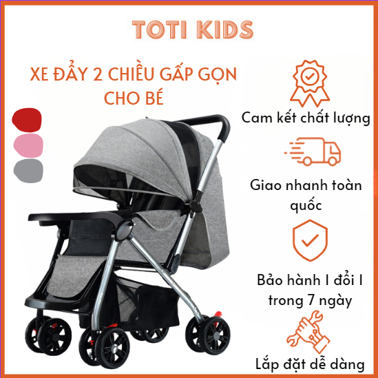 Xe đẩy em bé gấp gọn Toti Kids, xe đẩy gấp gọn cho bé đi du lịch, đi dạo siêu bền đẹp chất lượng