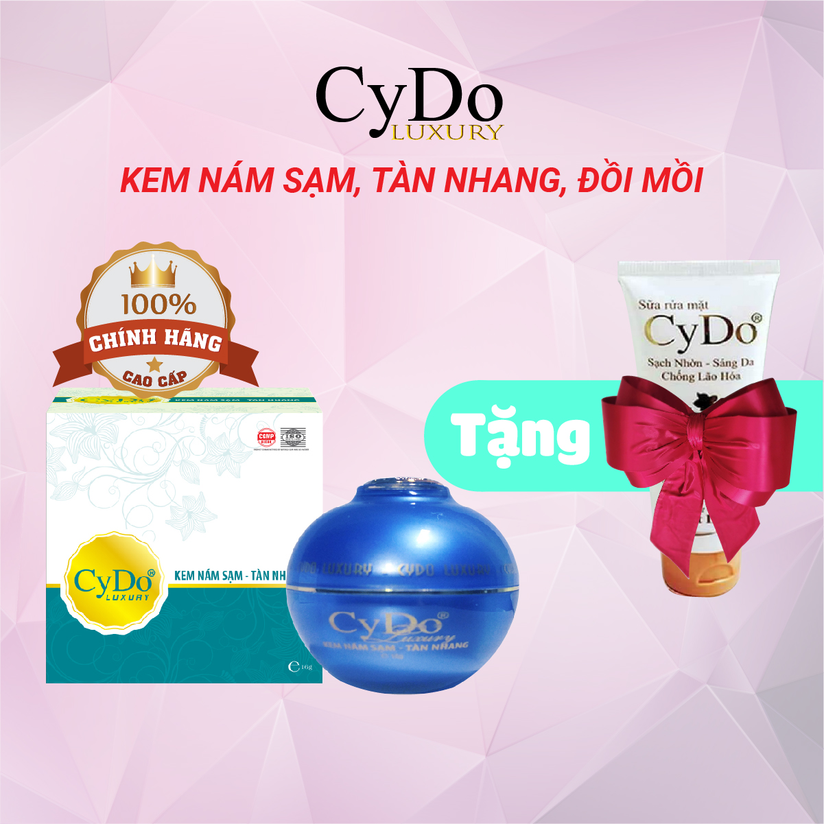 Kem nám tàn nhang đồi mồi Luxury CyDo dưỡng trắng da mặt chống nắng tặng sữa rửa mặt sạch nhờn chống lão hóa - Kem Luxury CyDo 16Gram