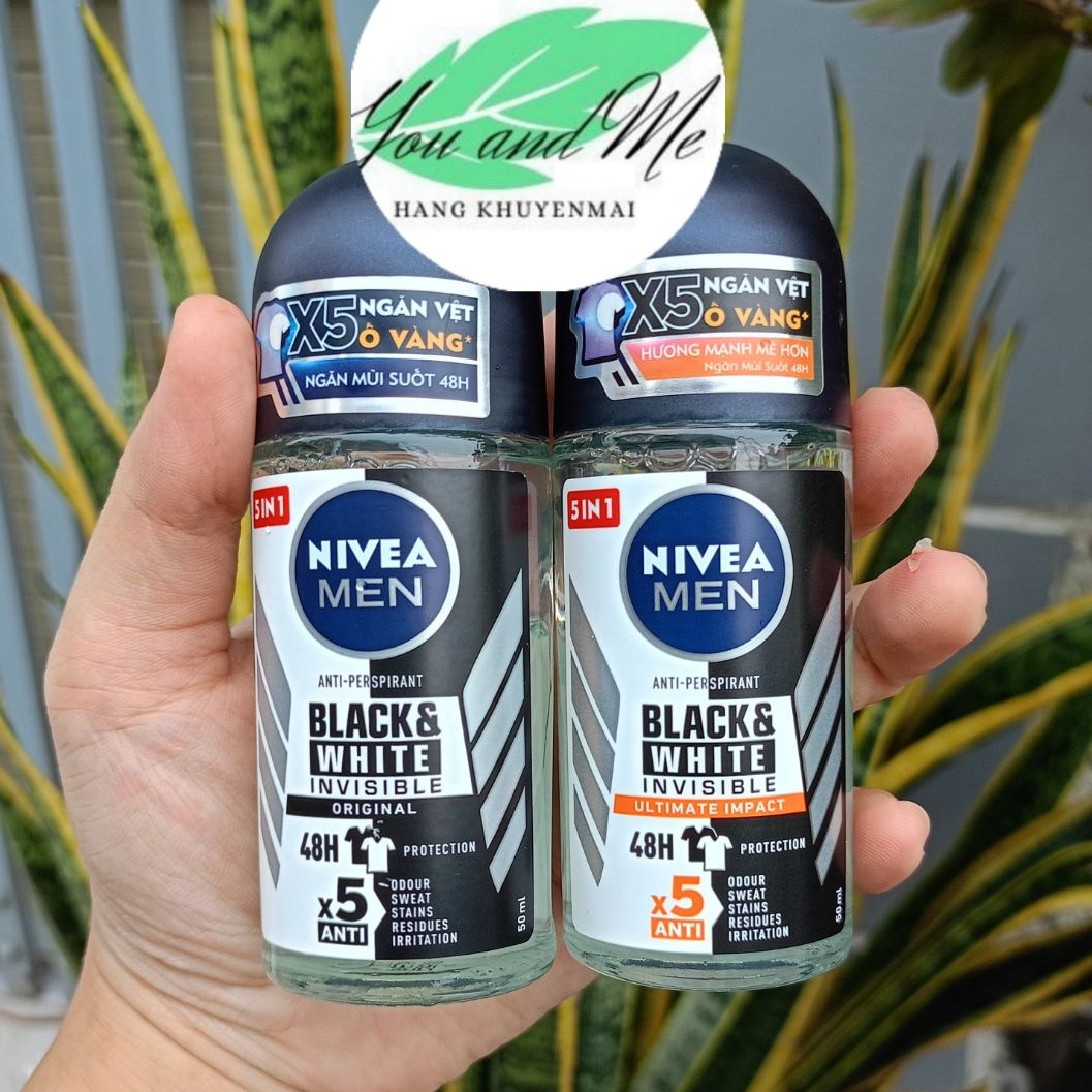 Lăn ngăn mùi nivea men black&white ngăn vệt ố vàng vượt trội 50ml/ 25ml