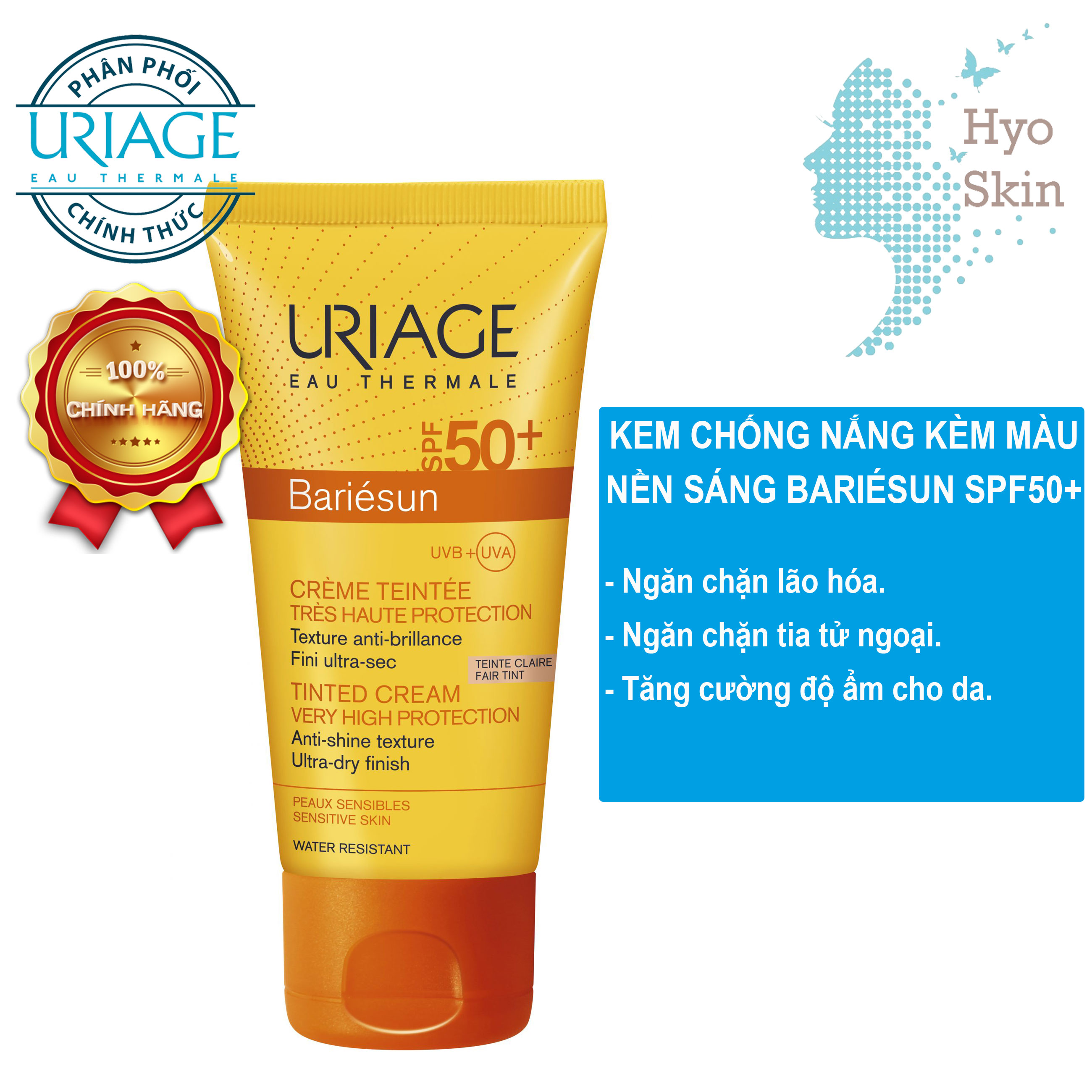 [HCM][CHÍNH HÃNG] Kem Trang Điểm Chống Nắng Màu Nền Sáng Bảo Vệ Da Tối Đa URIAGE BARIESUN CREME TEINTEE CLAIRE 50ml