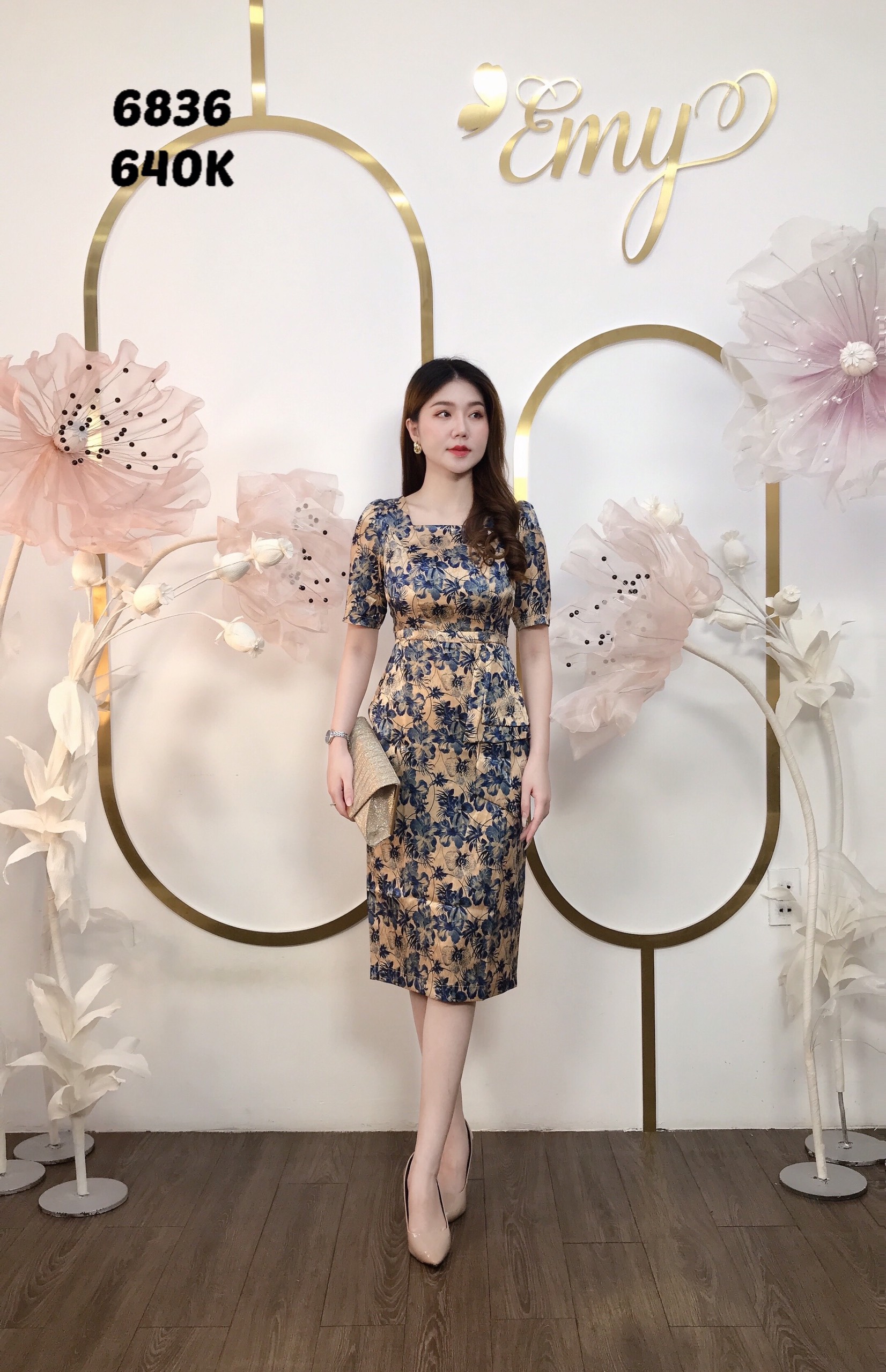 Đầm emy em6836 body a cổ vuông