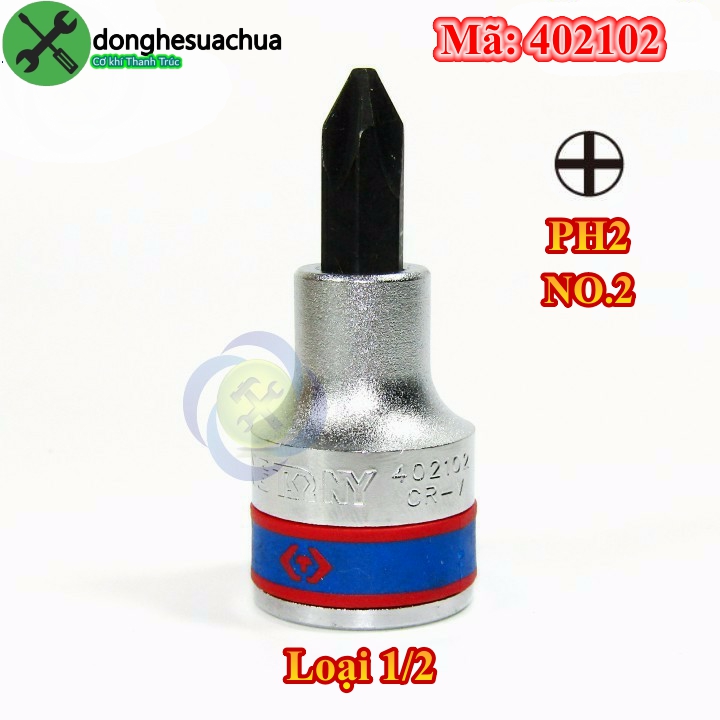 Đầu tuýp 1/2 mũi vít bake ph2 8mm kingtony 402102