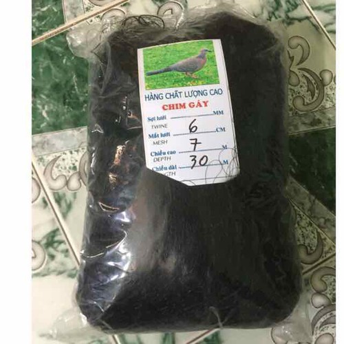 Lưới bẫy chim cu gáy 6cm cao 7m dài 30m . kích cỡ đúng là: 30m