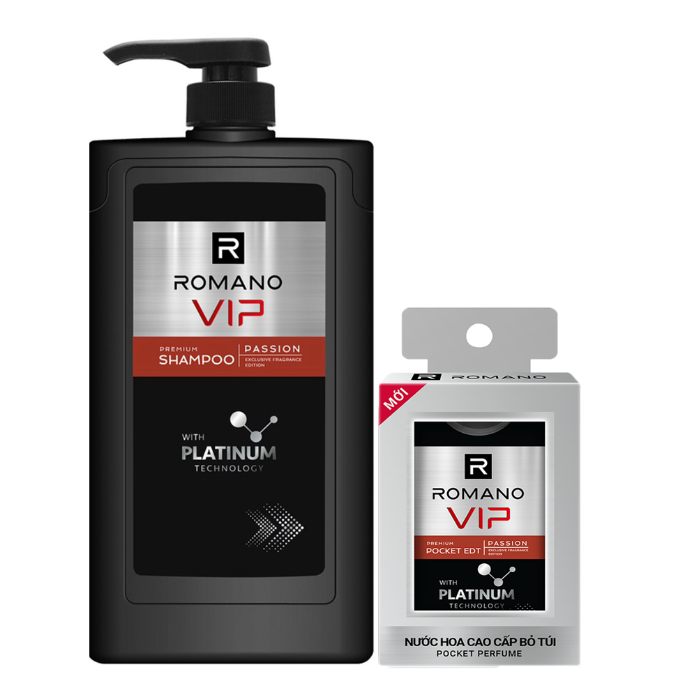 Dầu gội nước hoa cao cấp Romano Vip Passion 650ml +Nước Hoa bỏ túi 18ml