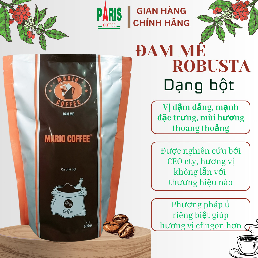 Cà phê hạt Espresso Mario Đam mê - Robusta 100% - Đậm vị, mạnh, thơm nồng nàng