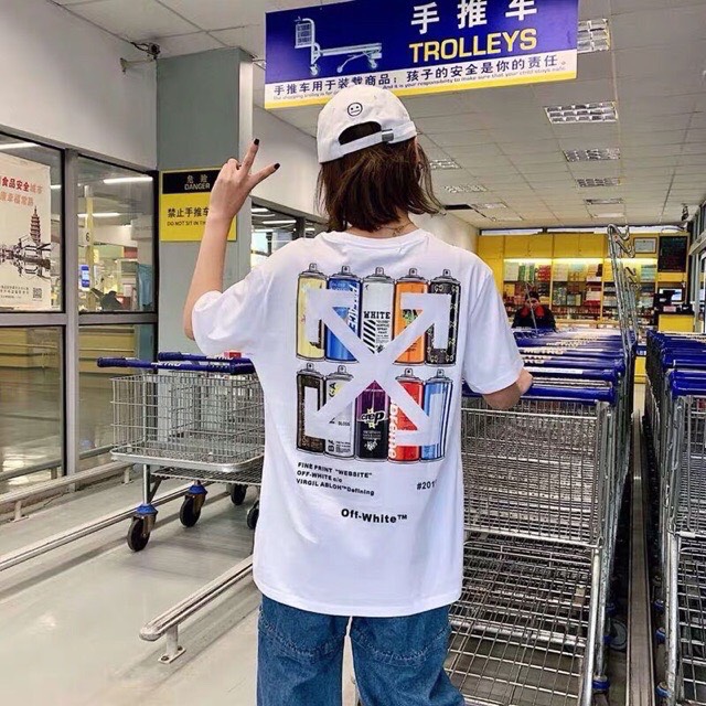 Aó thun nam nữ form dài rộng tay lỡ Unisex OFF WHITE freesize 45 - 70kg áo thun nam form rộng tay lỡ áo phông nữ form rộng