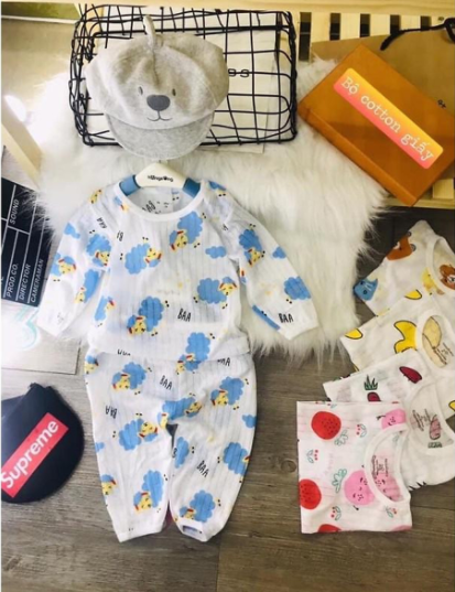 Comco 5 bộ dài tay cotton giấy trẻ em chất liệu 100% cotton mịn mát | size đại từ 5-22kg |