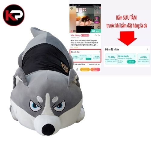 Gấu Bông Chó Husky Cute Khổng Lồ 1m2 -Thú Nhồi Bông Mặt Ngáo,Dễ Thương Đáng Yêu Mềm Mịn