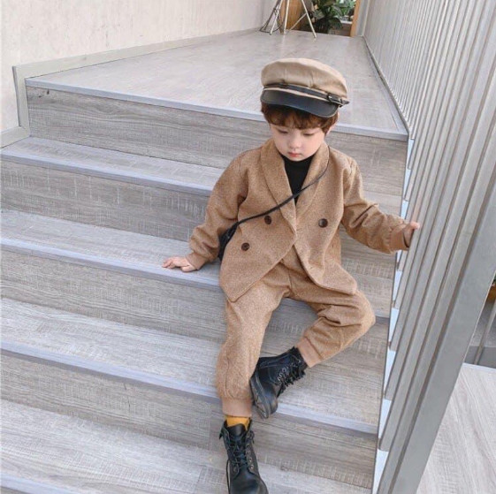 Bộ VEST dạ Basic mềm mịn kèm áo cổ lọ sành điệu 2020 dành cho bé trai / bé gái - Nana shop quần áo trẻ em