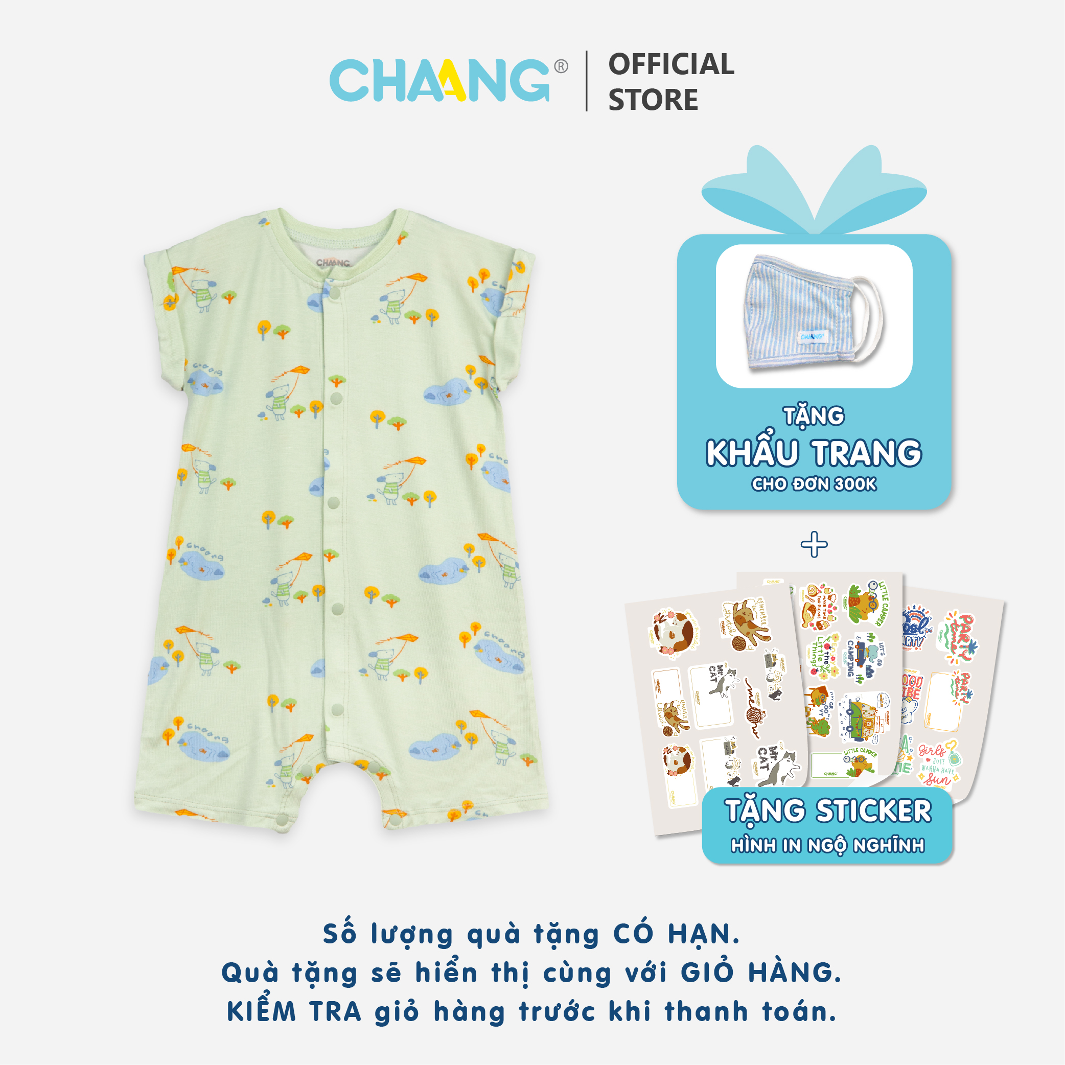 Bộ body cộc cúc giữa Spring cún xanh