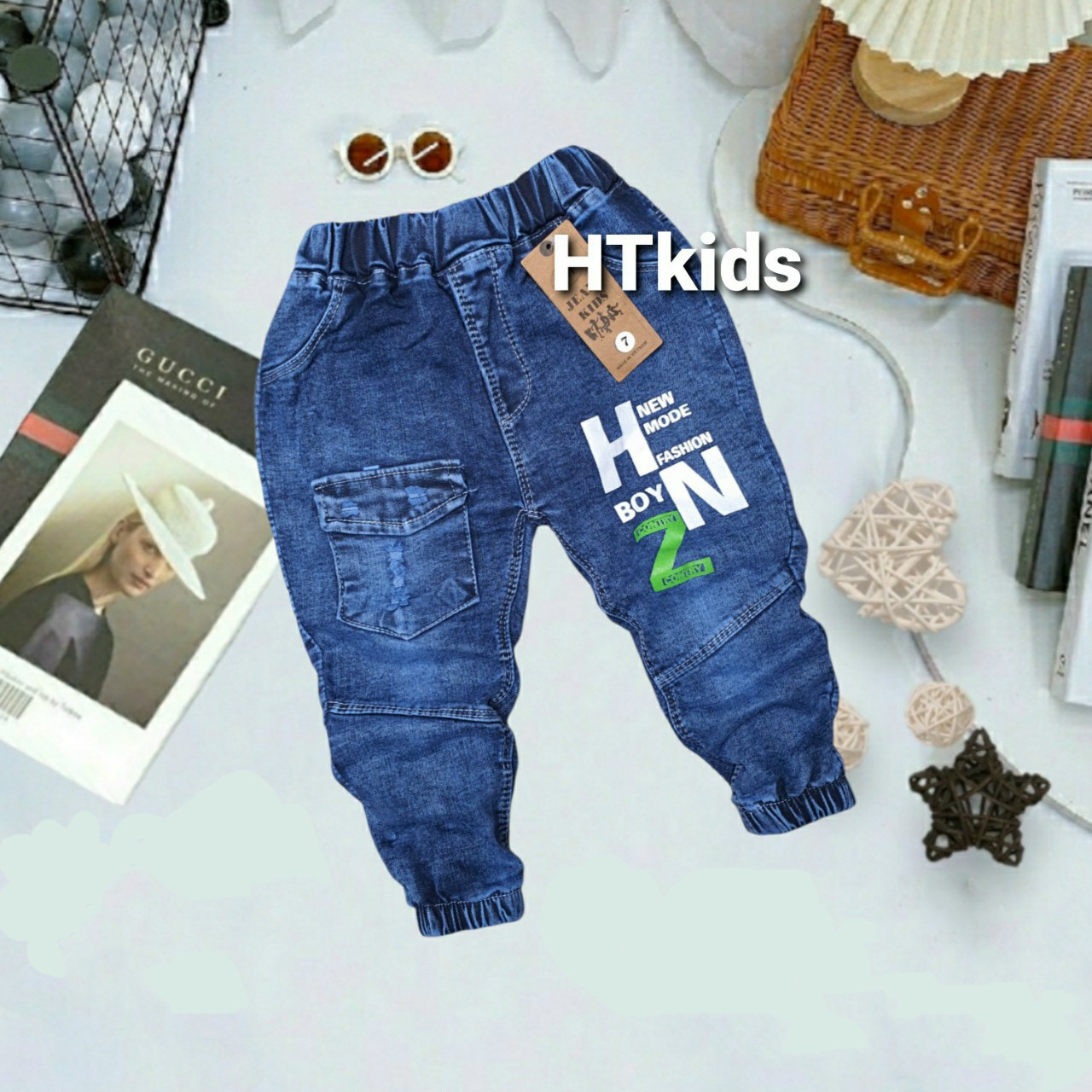 Quần jean bo gấu cho bé trai size nhí  - quần bò bé trai hàng VNXK loại đẹp