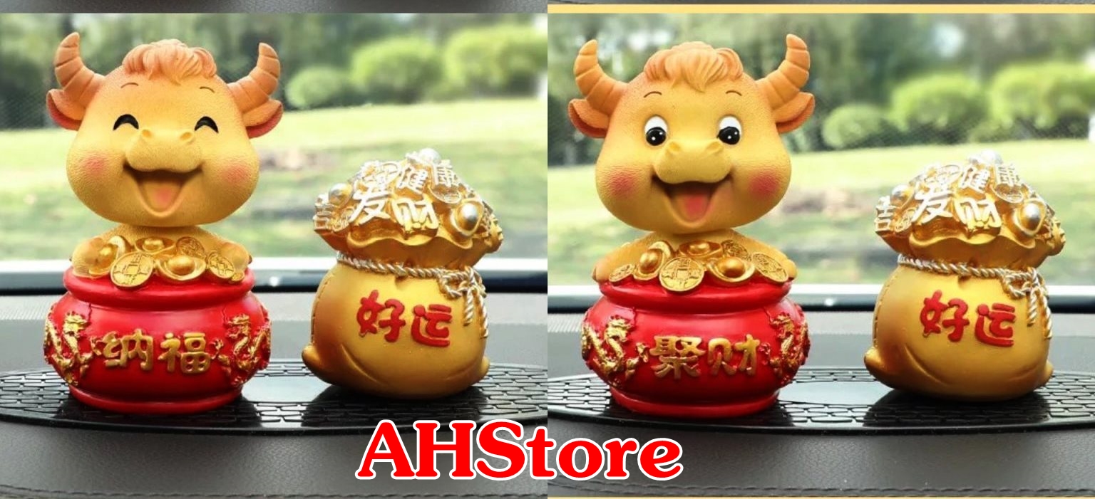 Trâu vàng trang trí xe hơi