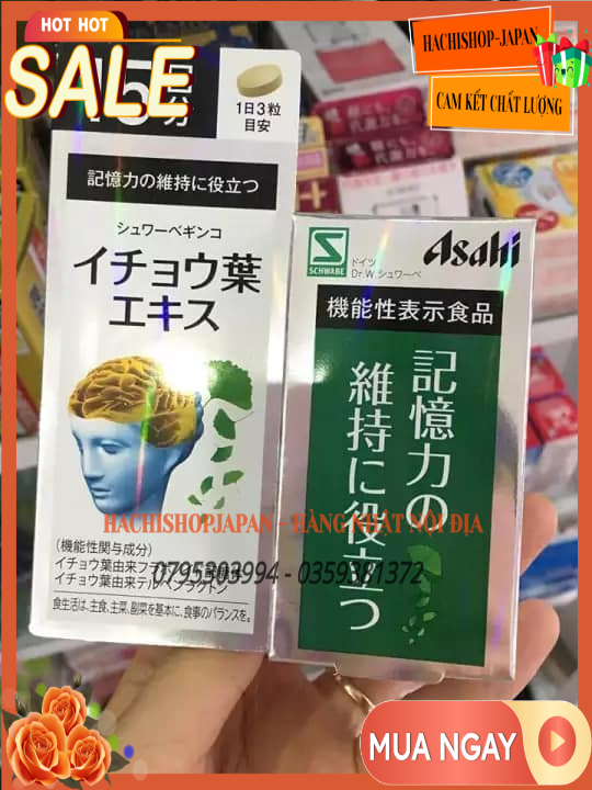 Hoạt Huyết Dưỡng Não Asahi Bổ Não Cao Cấp Ginkgo Biloba Asahi 15 ngày cho người tiền đình Nhật bản