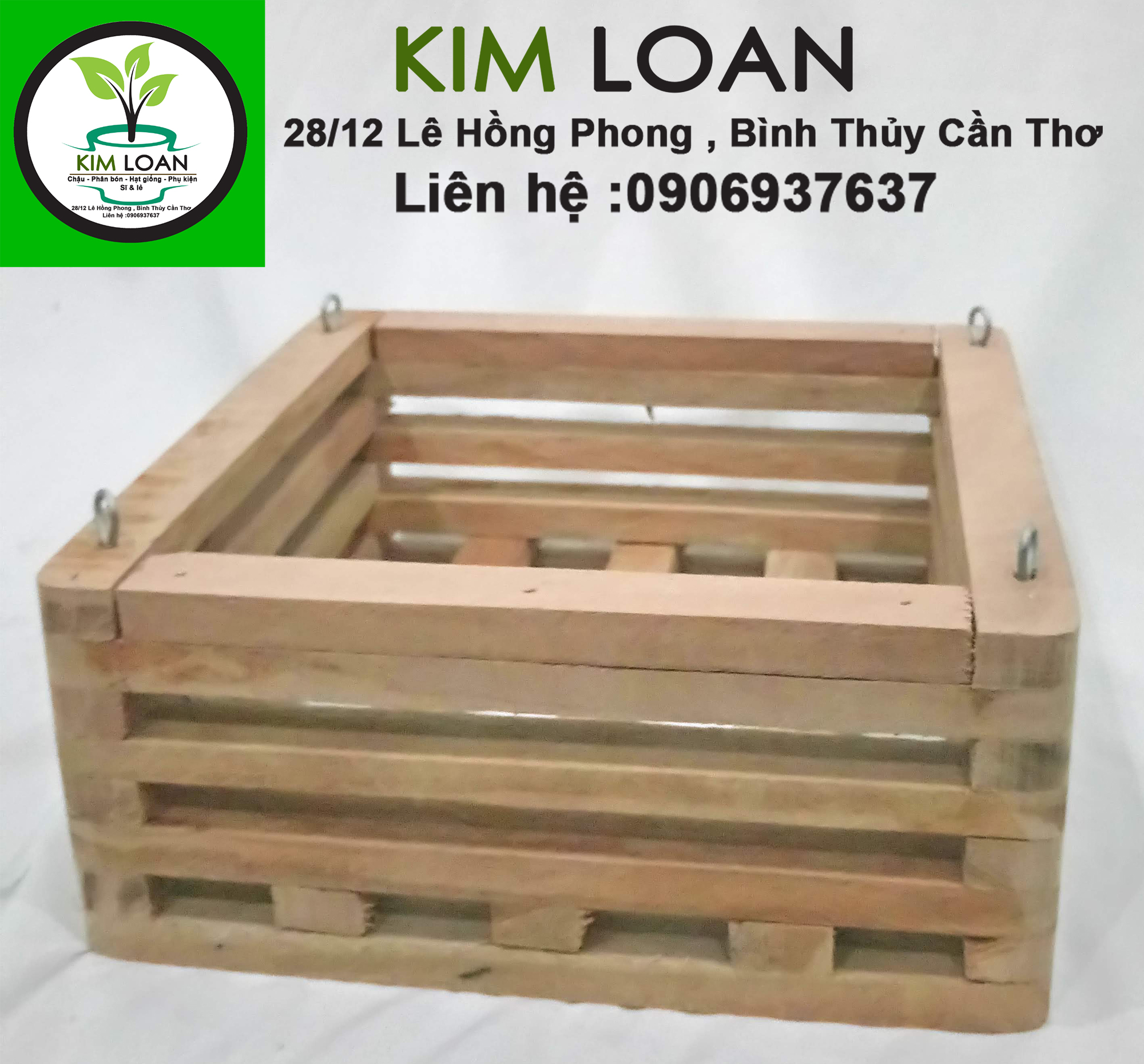 Combo 2 chậu lan gỗ vuông 20x9cm