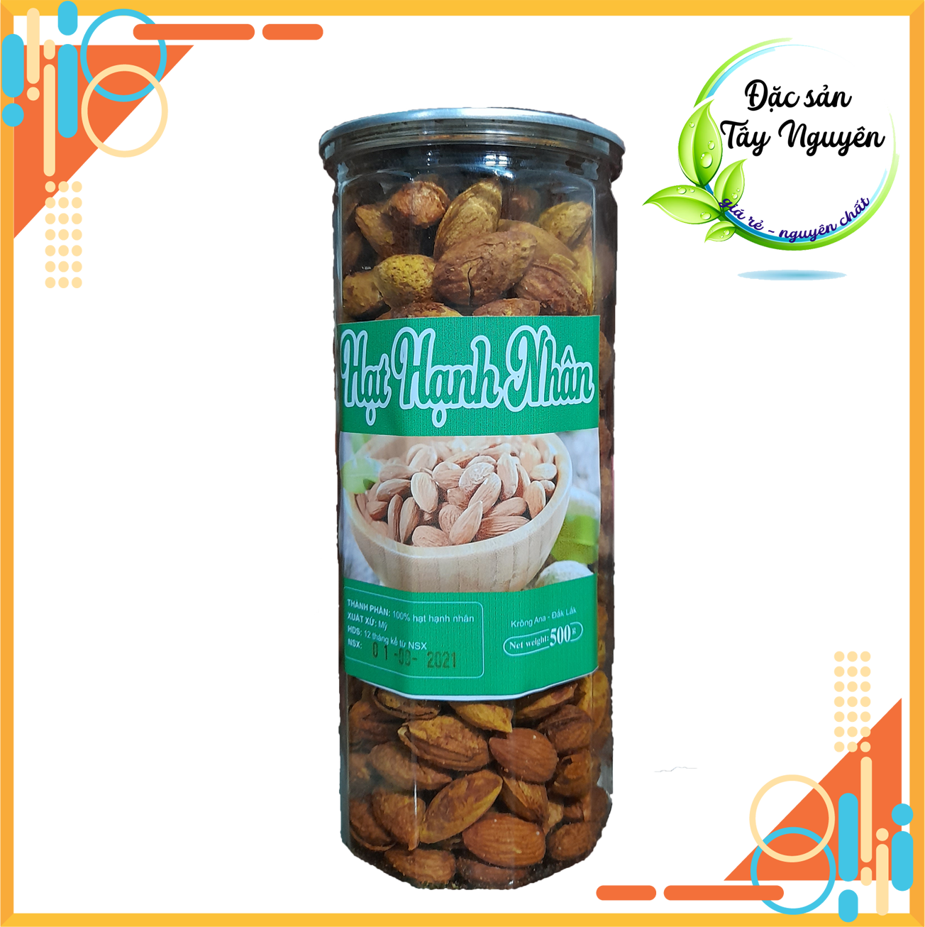 Hạt Hạnh nhân rang bơ thơm ngon 500gr, vỏ mỏng, hạt dinh dưỡng Đặc Sản Tây Nguyên