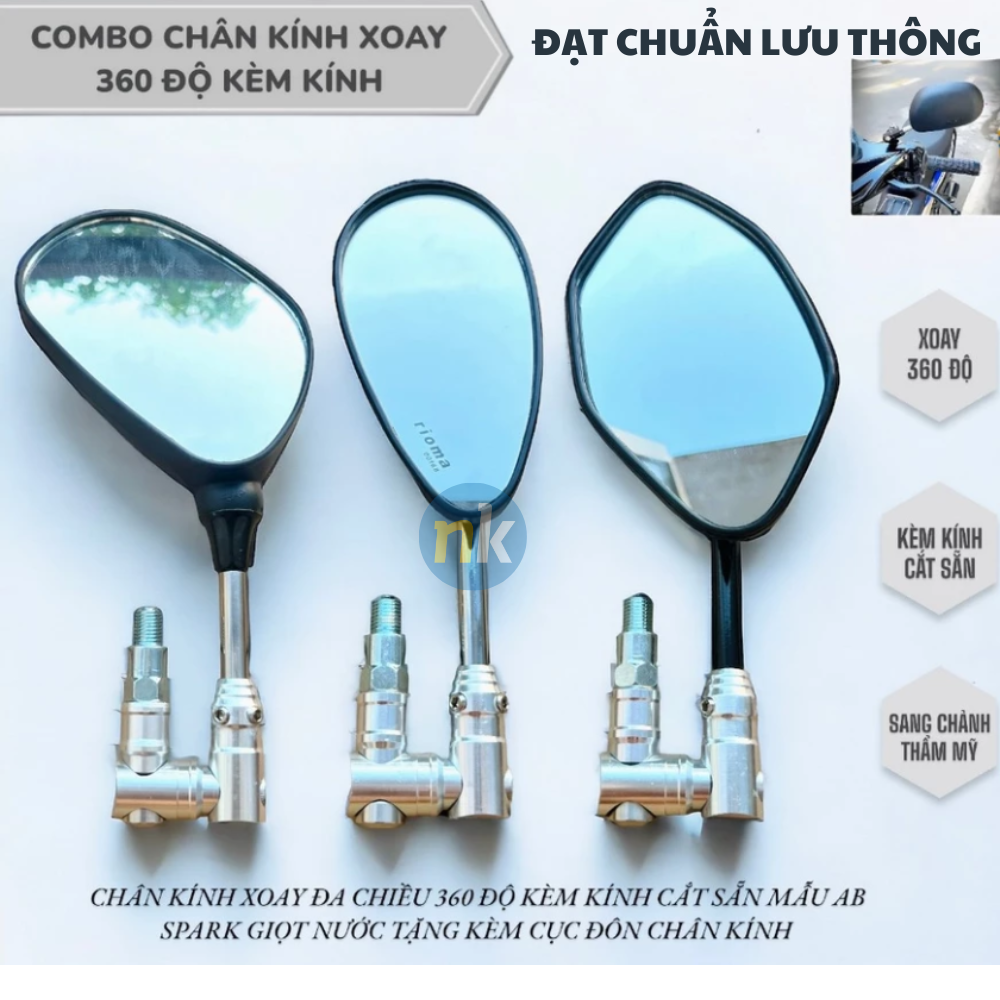Kính Chiếu Hậu, Gương Chiếu Hậu Xe Máy SPARK XOAY 360 ĐỘ(TẶNG LỤC GIÁC VÀ ỐC NỐI CHÂN)Gấp Gọn Dễ Dàng, CHO tất cả XE MÁY