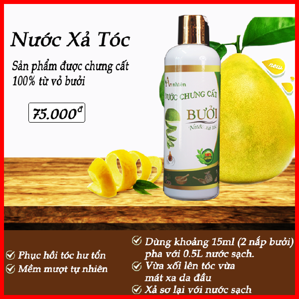 [HCM]Nước Xả Bưởi Dưỡng Tóc Chưng Cất Từ Vỏ Bưởi An Nhiên