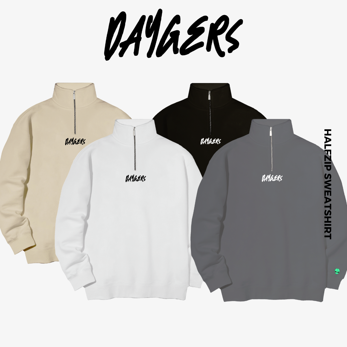 Áo Half zip Sweater Daygers BIG LOGO - Áo unisex form rộng, nỉ chân cua cao cấp - Local brand chính hãng