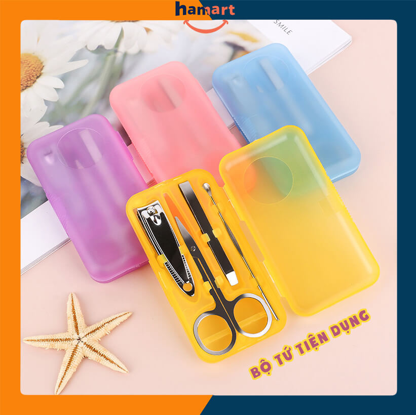 Bộ Cắt Móng Tay 4 Dụng Cụ Làm Móng Tay Phụ Nữ & Trẻ Em Ngoáy Tai Mini Đa Sắc Tiện Dụng