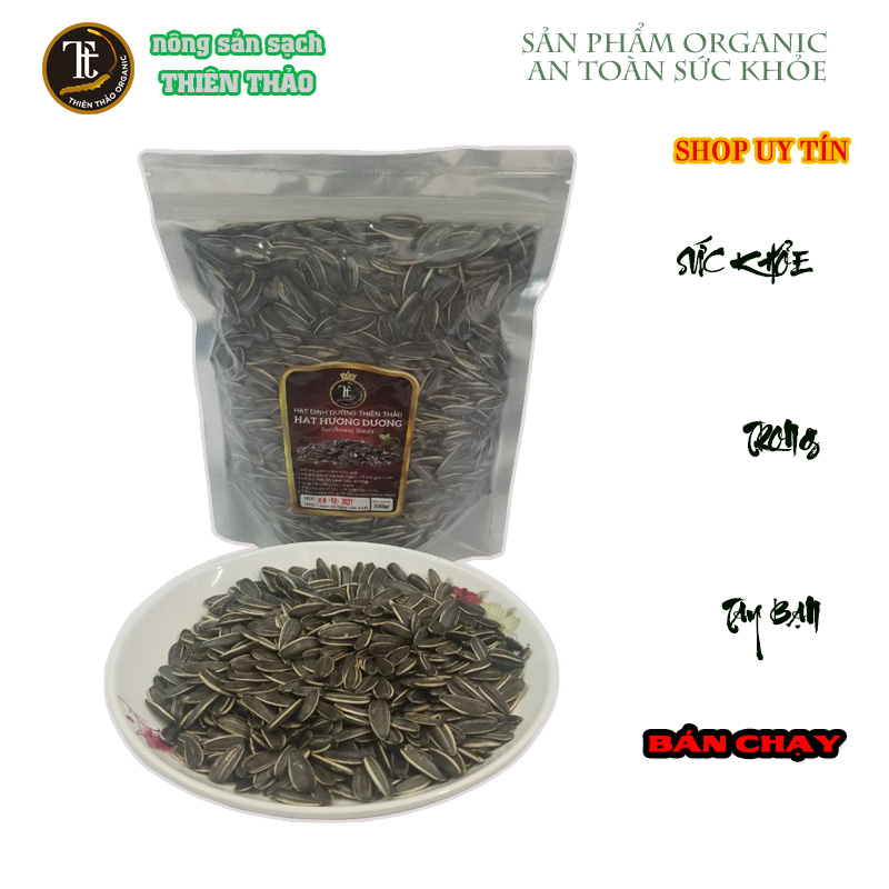 Hạt hướng dương nguyên vị rang thủ công thơm giòn rang mới 500gr Thiên Thảo Organic