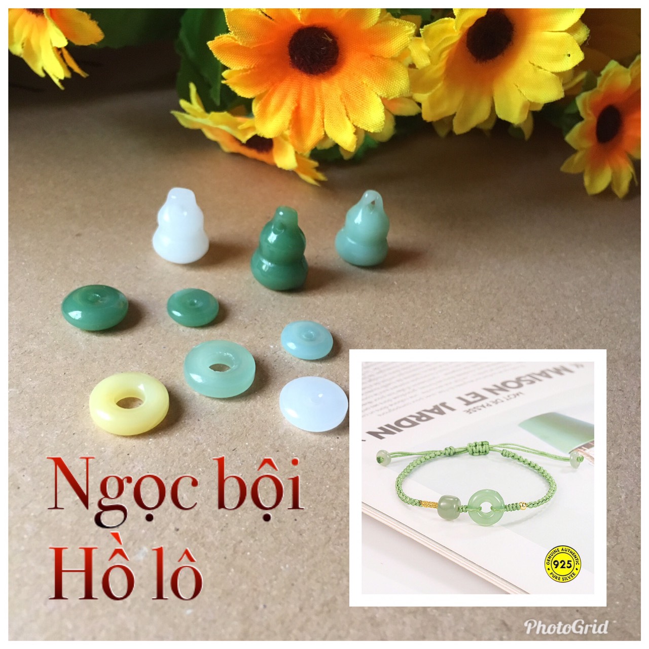 🍀🍀 1 ngọc bội hồ lô đá ép lỗ xỏ dây 1mm 🍀🍀làm vòng tay hoặc trang sức cổ trang cosplay cổ phục