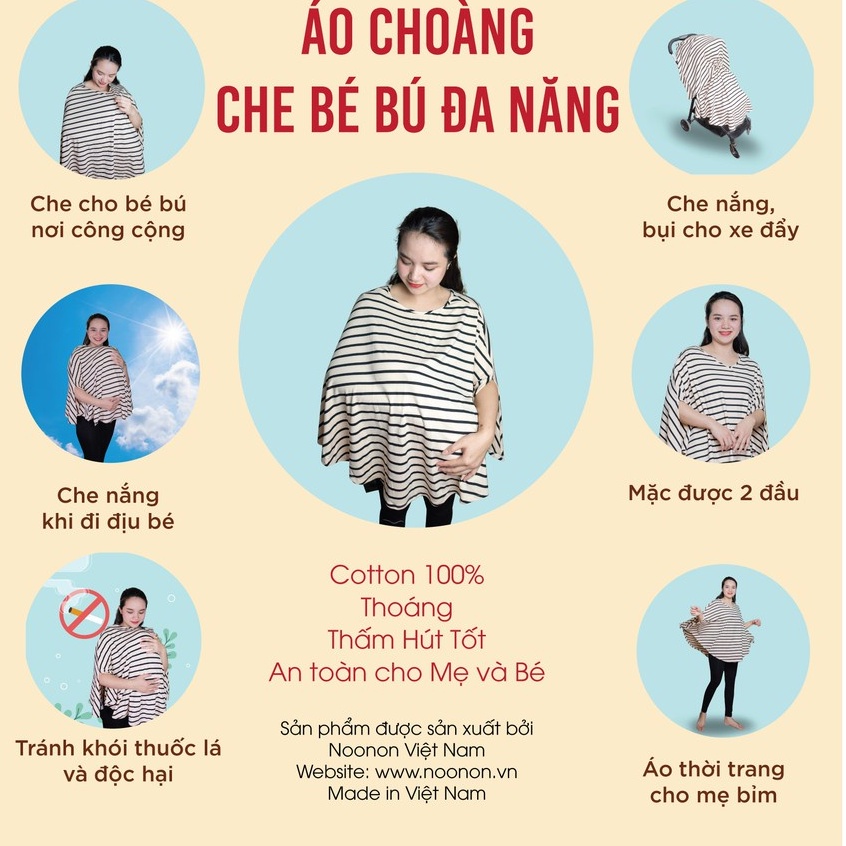 Áo choàng đa năng che cho bé bú nơi công cộng