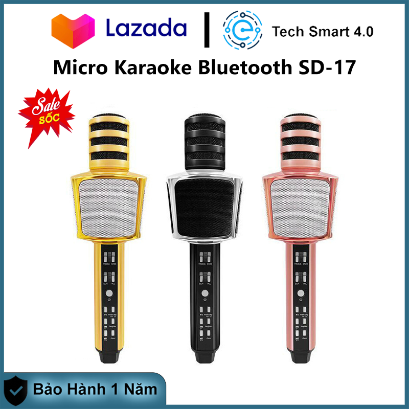 Mic hát karaoke , micro hát karaoke bluetooth sd-17, mic kiêm loa, âm vang ấm- mic hát karaoke cầm tay mini micro hát trên xe hơi, mic không dây thế hệ mới, tiện dụng, hát mọi lúc mọi nơi.