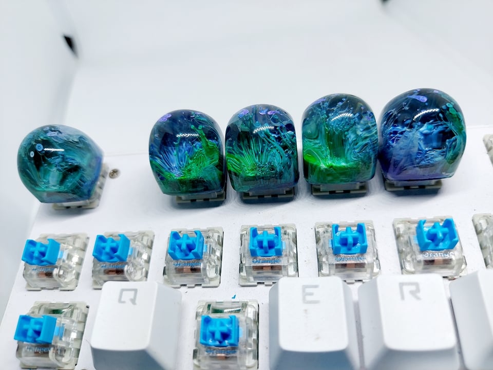 Keycap resin DOM profile tone lá tím trang trí bàn phím cơ gaming