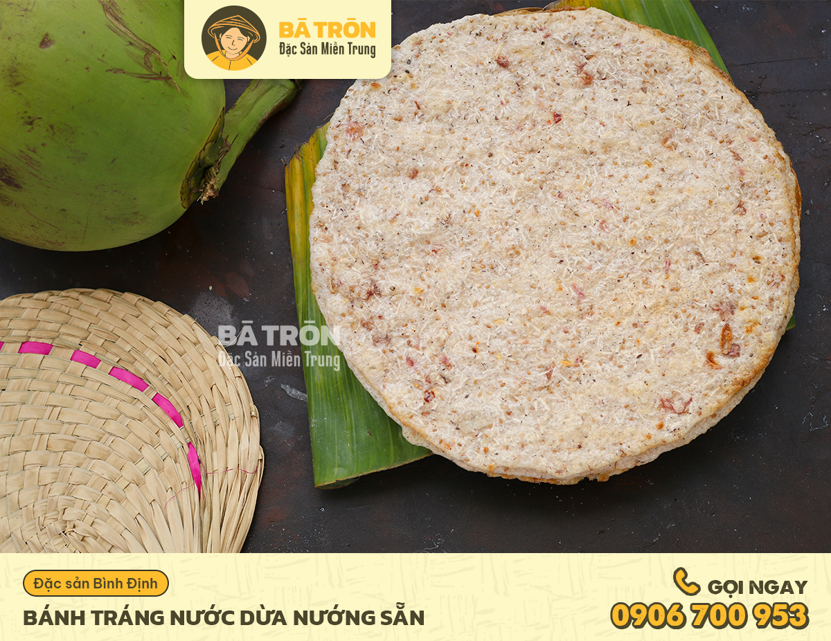 [HCM]Bánh Tráng Dừa Nướng Sẵn 5 Cái Đặc Sản Bình Định Bà Tròn