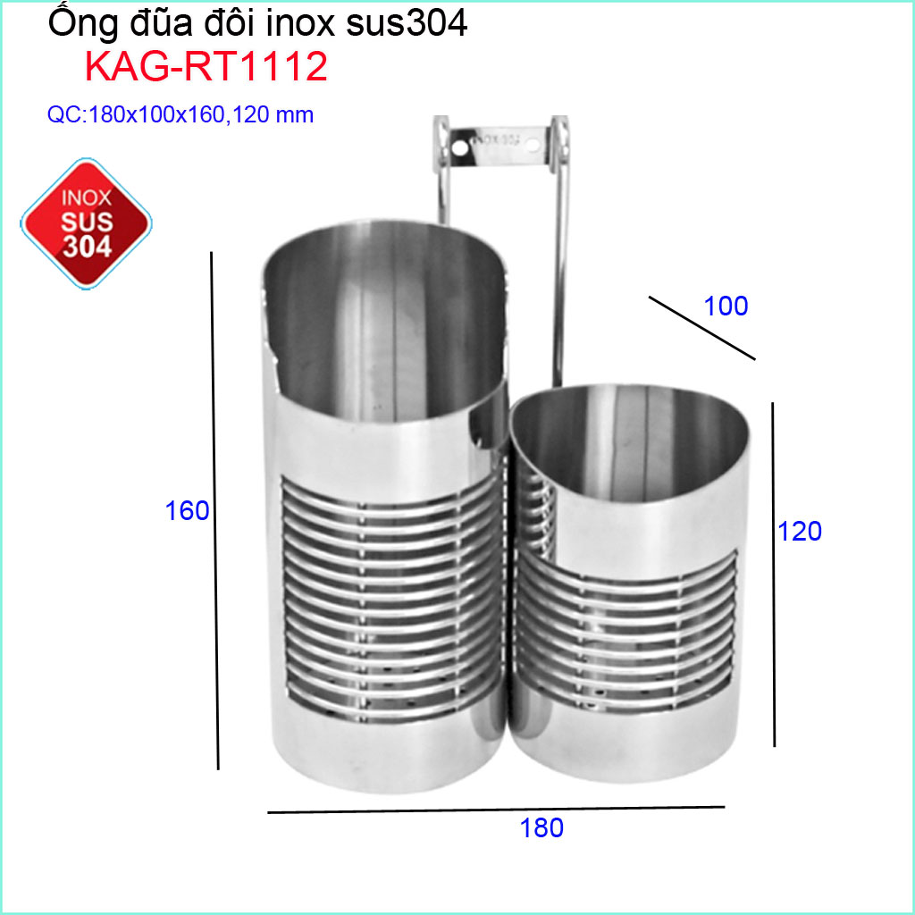Ống đựng đũa nĩa sus304 kệ đựng muỗng đũa nĩa inox kace cao cấp kag-rt1112