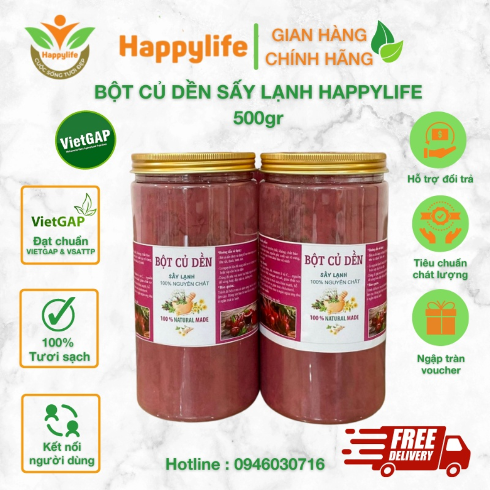 Bột củ dền nguyên chất sấy lạnh happylife hộp 500gr - giúp bổ máu và tạo màu tự nhiên cho thực phẩm