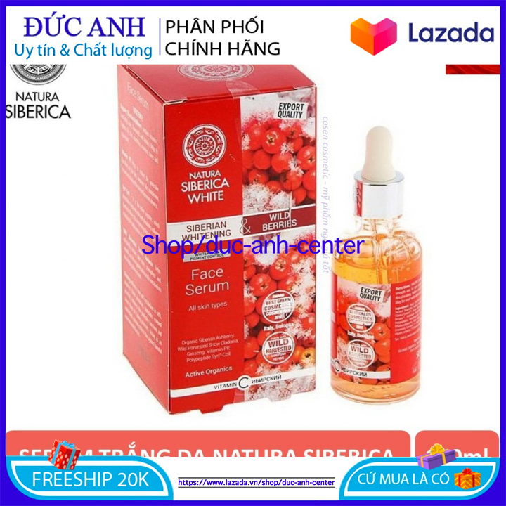 Serum trắng da Natura Siberica Whitening & Wild Berries Face Serum dưỡng trắng da, mờ thâm, giảm nám – 50ml
