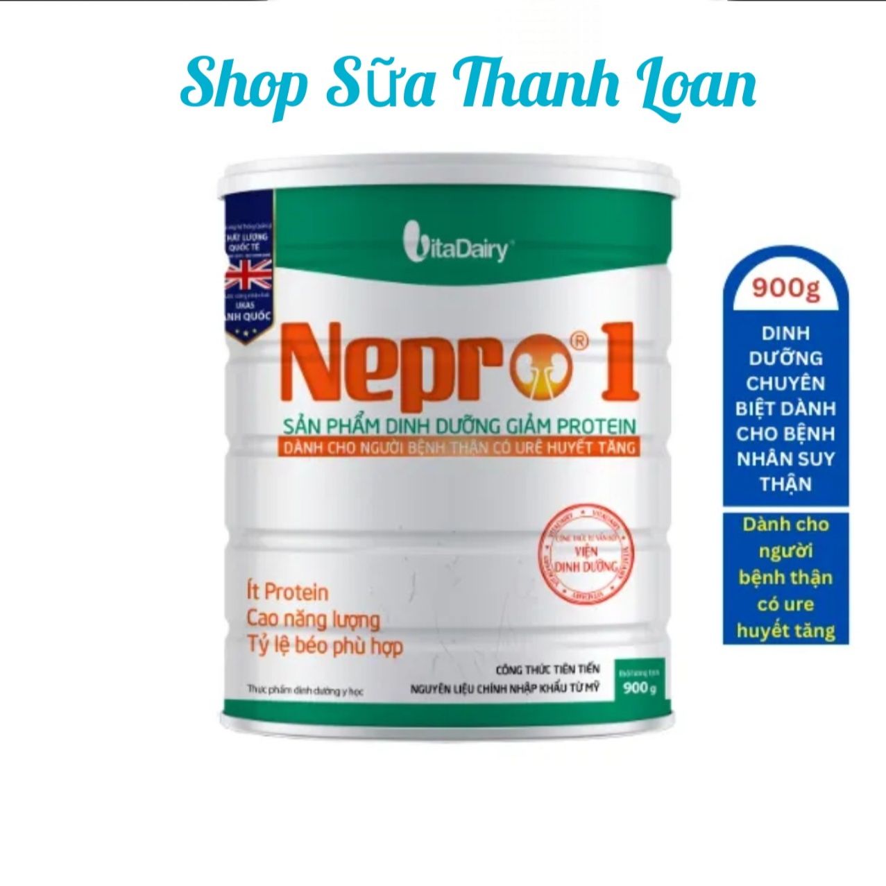 Sữa bột nepro 1 900g dành cho người bệnh thận chưa chạy thận - vitadairy.