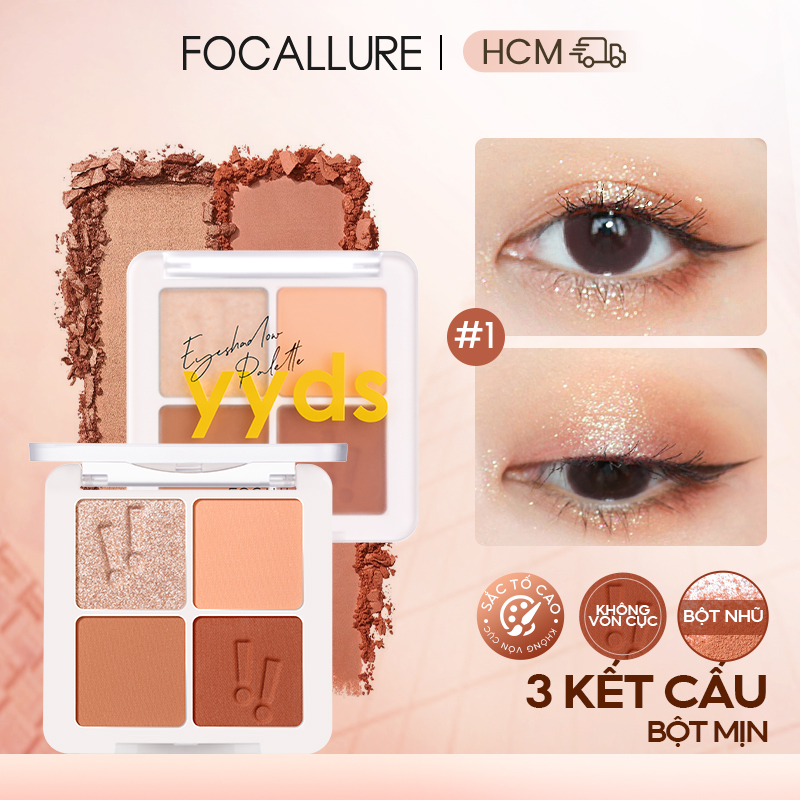  FOCALLURE Bảng Phấn Mắt 4 Ô Lấp Lánh Mềm Mịn Lâu Trôi 4.8g - Màu #03 