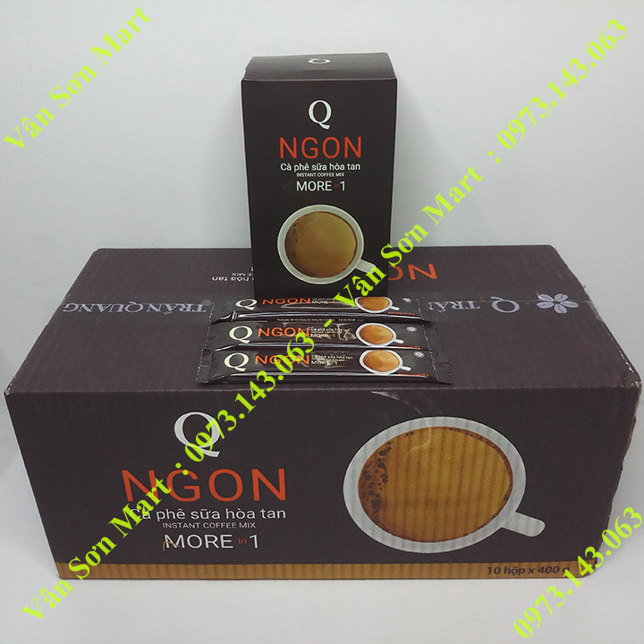 Thùng cà phê sữa Ngon Trần Quang 10 hộp giấy 400g (20 gói dài x 20g)