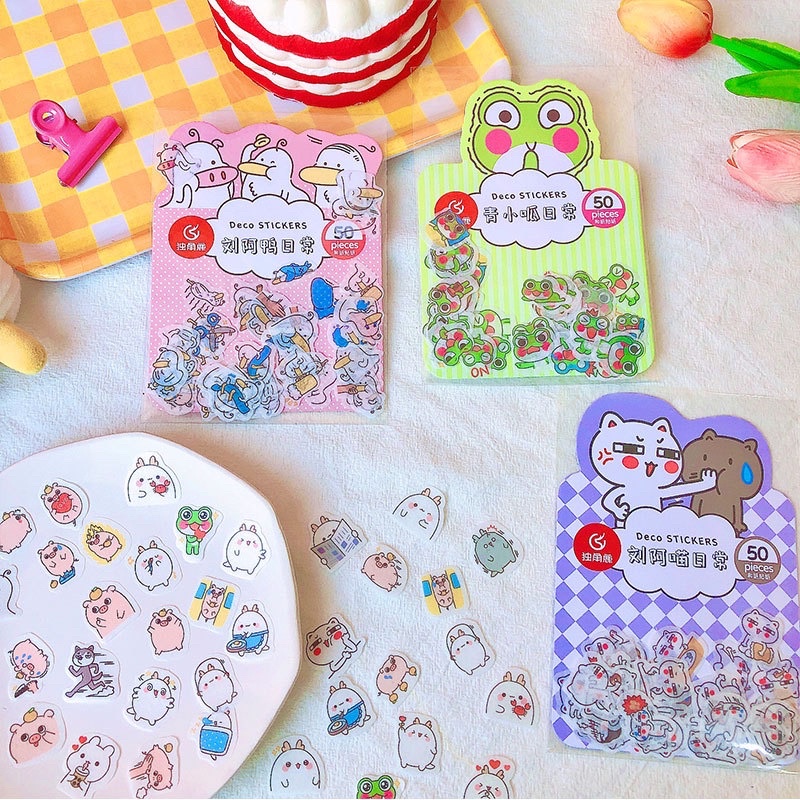 Túi 50 miếng Sticker cute dán trang trí hình động vật dễ thương mimomart