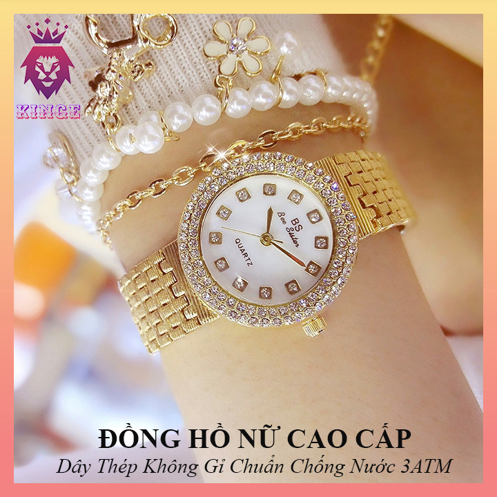 [Tặng Kèm Pin] Đồng Hồ Nữ Đính Đá Cao Cấp BS - Dây Thép Không Gỉ - Đạt Chuẩn Chống Nước 3ATM