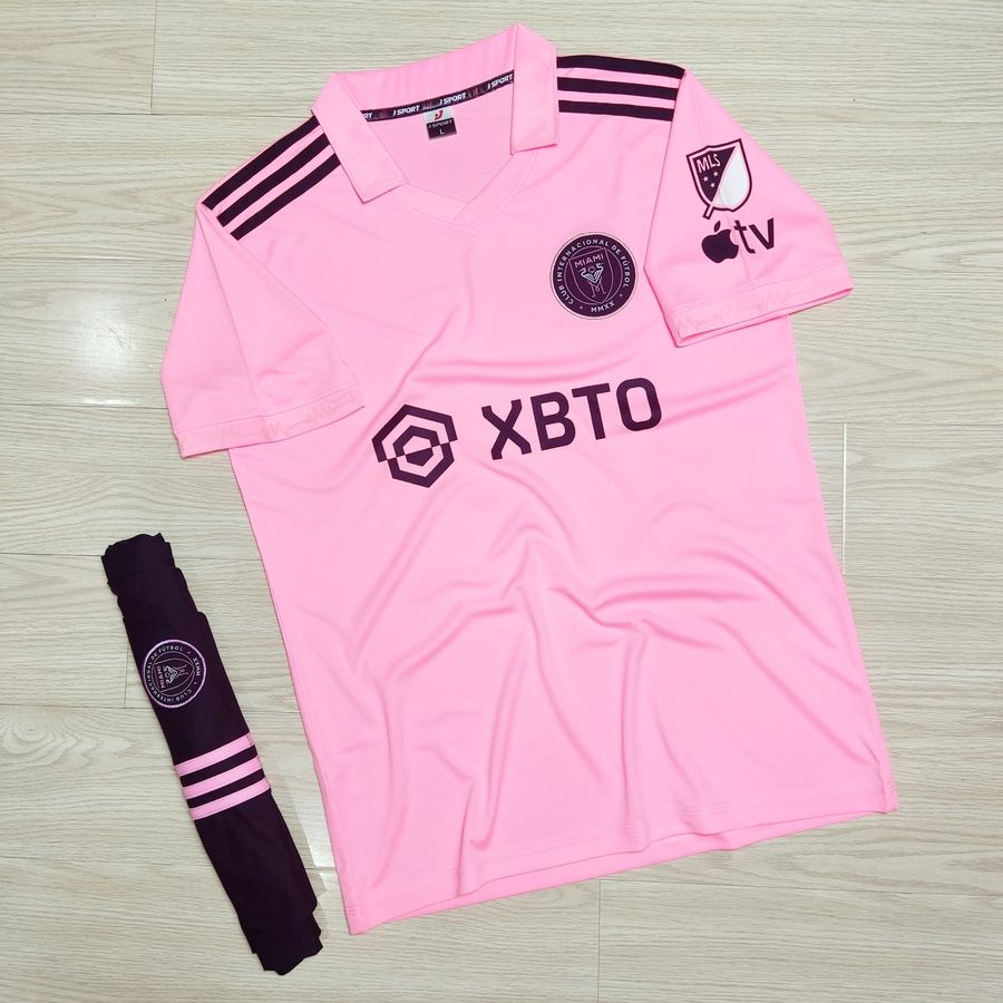 Bộ quần áo đá bóng clb inter miami, clb miami màu đen, hồng mẫu mới, clb của messi m10