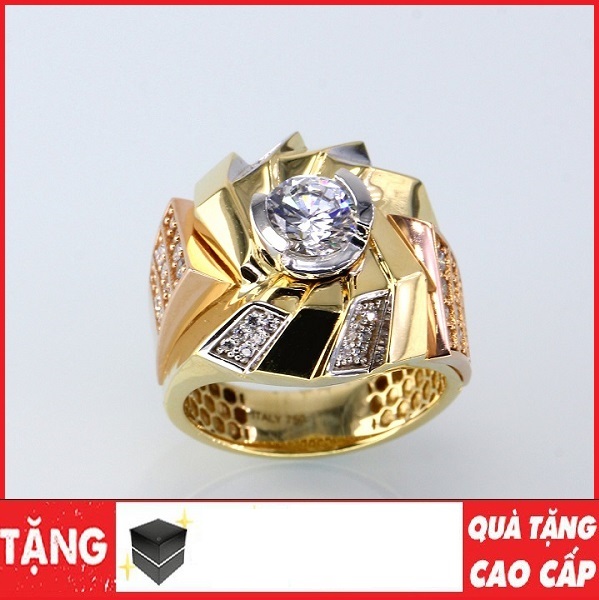 Nhẫn Nam Titan đính đá mạ 18k Đẳng Cấp Dân Chơi