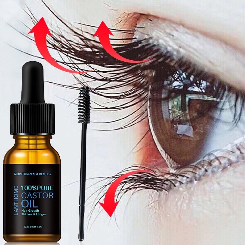 Serum bulu mata Castor Oil Eyelash Growth Mascara 10ml Natural Eyelash Essence & Serum dưỡng da huyết thanh mọc lông mày
