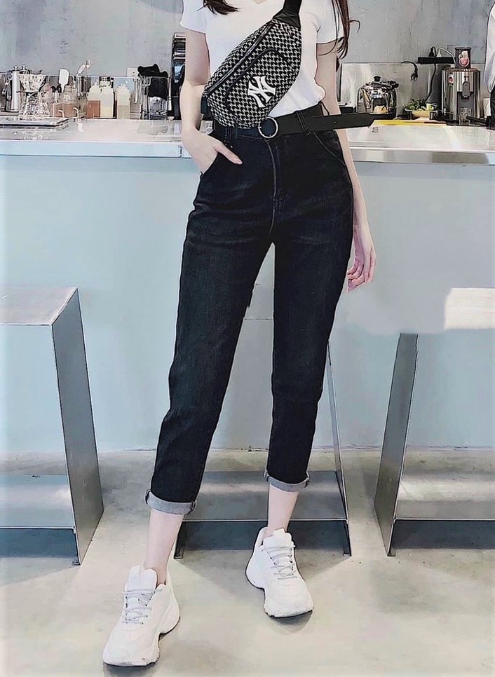 Quần jeans bigsize phom baggy màu đen co dãn
